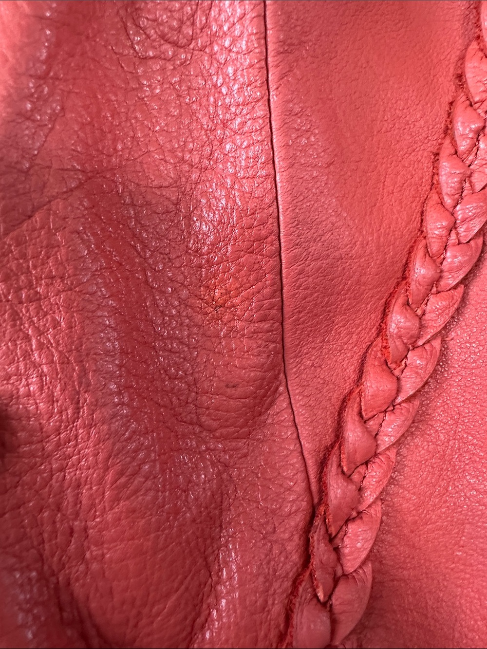 Fiore by Isabella Fiore, Deep coral/orange, 100% Leather Drawstring Tote w/ GHW - Picture 17 of 17